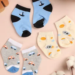 KICKS & CRAWL Infants Pack Of 3 Printed Cotton Ankle-Length Socks-picture-12