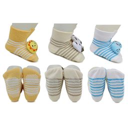 BAESD Infants Pack Of 3 Patterned Anti-Skid Ankle Length Socks-picture-33