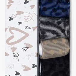 Soxytoes Unisex Pack Of 4 Patterned Cotton Calf-Length Socks-image-40