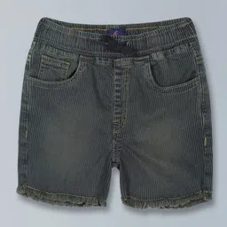 KiddoPanti Girls Striped Cotton Above Knee Length Denim Shorts-picture-33