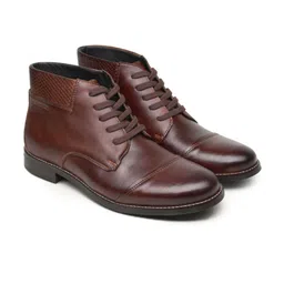 RAPAWALK Men Mid Top Textured Leather Regular Boots-picture-42