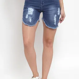 Moda Rapido Women Washed Embellished Slim Fit Outdoor Hot Pants Shorts-picture-25