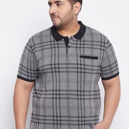 AUSTIVO Men Grey & Black Checked Polo Collar T-shirt-picture-24