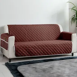 Cortina Brown Polyester 1 Piece Sofa Cover With Arms image 1