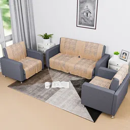 Kuber Industries Gold-Toned Printed Cotton Sofa Cover image 1