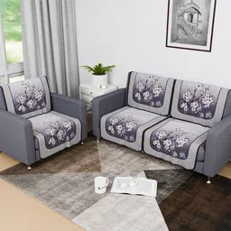 Kuber Industries Grey Cotton Sofa Cover image 1