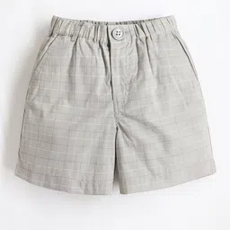 Cherry Crumble Boys Checked Mid-Rise Pure Cotton Shorts-picture-33