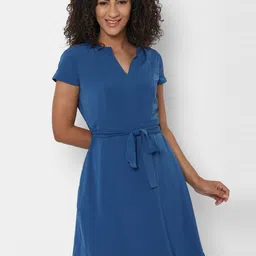 Allen Solly Woman Blue Solid Dress-picture-14