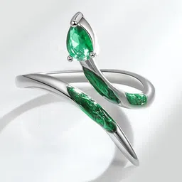 MYKI Silver-Plated CZ Studded Finger Ring image 1