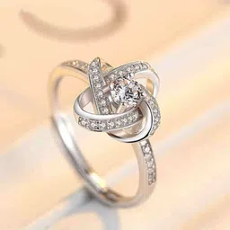 MYKI Set Of 2 Silver-Plated CZ-Studded Adjustable Finger Ring image 1