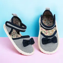 Baby Moo Kids-Girls Striped Bow Cotton Booties-picture-16