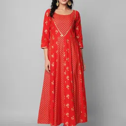 God Bless Floral Printed Maxi Ethnic Dress-picture-31