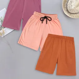 CHIMPRALA Boys Pack Of 3 Mid Rise Cotton Shorts-picture-15