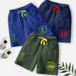 CODEZ Boys Pack Of 3 Typography Printed Shorts-picture-35