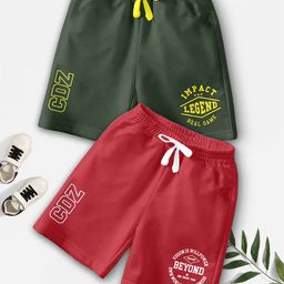CODEZ Boys Pack Of 2 Typography Printed Mid-Rise Breathable Outdoor Casual Shorts-picture-44