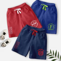 CODEZ Boys Pack Of 3 Typography Printed Mid-Rise Outdoor Casual Regular Shorts-picture-35