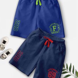 CODEZ Boys Pack Of 2 Typography Printed Mid-Rise Outdoor Casual Regular Shorts-picture-30
