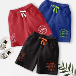 CODEZ Boys Pack Of 3 Typography Printed Shorts-picture-49