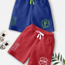 CODEZ Boys Pack Of 2 Typography Printed Mid-Rise Outdoor Casual Regular Shorts-picture-46