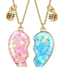 EL REGALO Girls Set of 2 Best Friend Mermaid Heart Pendant Necklace-image-93