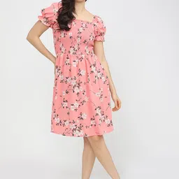 Tokyo Talkies Coral Pink & White Floral Dress-picture-36