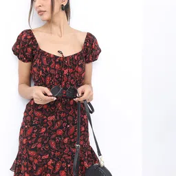 Tokyo Talkies Ethnic Motifs Printed Tie-Up Neck Dress-picture-14