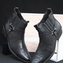 San Frissco Men Textured Mid-Top Regular Boots-picture-10