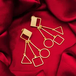 aadita Gold-Plated Contemporary Drop Earrings-picture-23