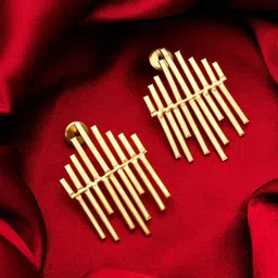 aadita Gold-Plated Contemporary Drop Earrings-picture-33