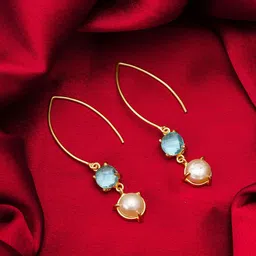 aadita Gold-Plated Stone Studded Contemporary Hoop Earrings-picture-30