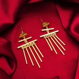 aadita Gold-Plated Contemporary Drop Earrings-picture-40