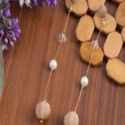 UNIVERSITY TRENDZ Gold-Plated Beaded Classic Drop Earrings-picture-36