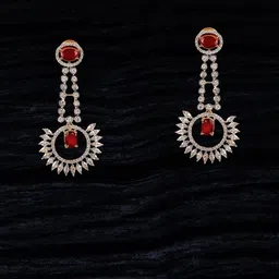 Adwitiya Collection 24CT Gold-Plated Cubic Zirconia Circular Drop Earrings-image-22