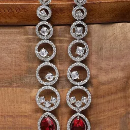 Kennice Rhodium-Plated Circular Drop Earrings-picture-24