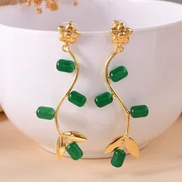 Silvermerc Designs Gold-Plated Artificial Beads Beaded Drop Earrings-image-71
