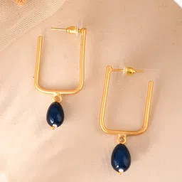 Silvermerc Designs  Gold-Plated Artificial Beads Drop Earrings-image-92