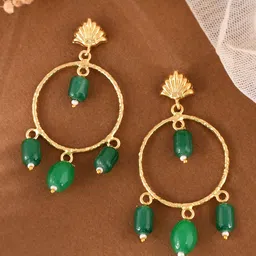 Silvermerc Designs Gold-Plated Artificial Beads Circular Drop Earrings-picture-37