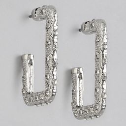 Forever New Silver-Plated Square Half Hoop Earrings-image-14