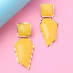 DressBerry Yellow Gold-Plated Stone-Studded Drop Earrings-picture-30