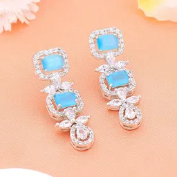 Estele Rhodium-Plated Geometric Drop Earrings-picture-14