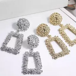 Pinapes Gold-Plated Glitter Geometric Drop Earrings-picture-26