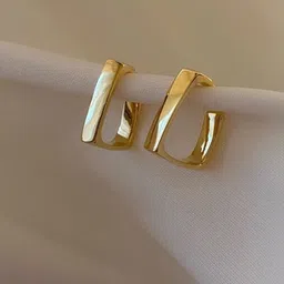 Pinapes Gold-Plated Geometric Hoop Earrings-picture-15