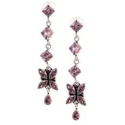 Bamboo Tree Jewels Silver-Toned Diamond Shaped Drop Earrings-picture-21