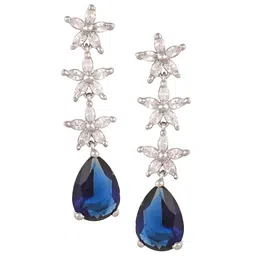 RATNAVALI JEWELS Silver-Plated Teardrop Shaped Drop Earrings-picture-35