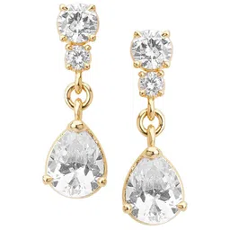 DressBerry Gold-Plated Zircon Stoned Teardrop Drop Earrings-picture-56