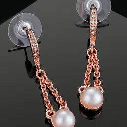 Estele Rose Gold Plated Teardrop Shaped Bead Drop Earrings-picture-33