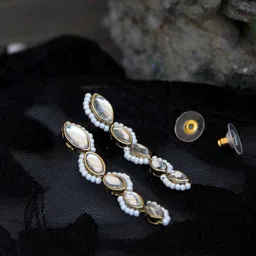 BeAbhika Stone Studded Teardrop Shaped Drop Earrings-picture-20