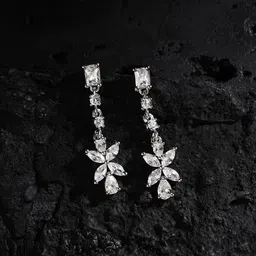 HOT AND BOLD Silver-Plated Floral Drop Earrings-picture-27
