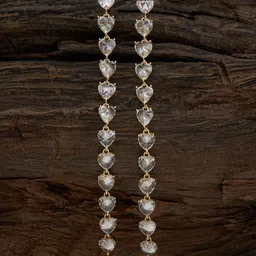 Kushal's Fashion Jewellery Gold-Plated Cubic Zirconia Studded Heart Shaped Drop Earrings-picture-37