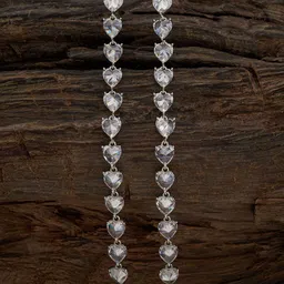 Kushal's Fashion Jewellery  Rhodium-Plated Cubic Zirconia Heart Shaped Drop Earrings-picture-38
